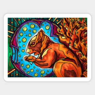 Red squirrel holding an ethereum diamond Sticker